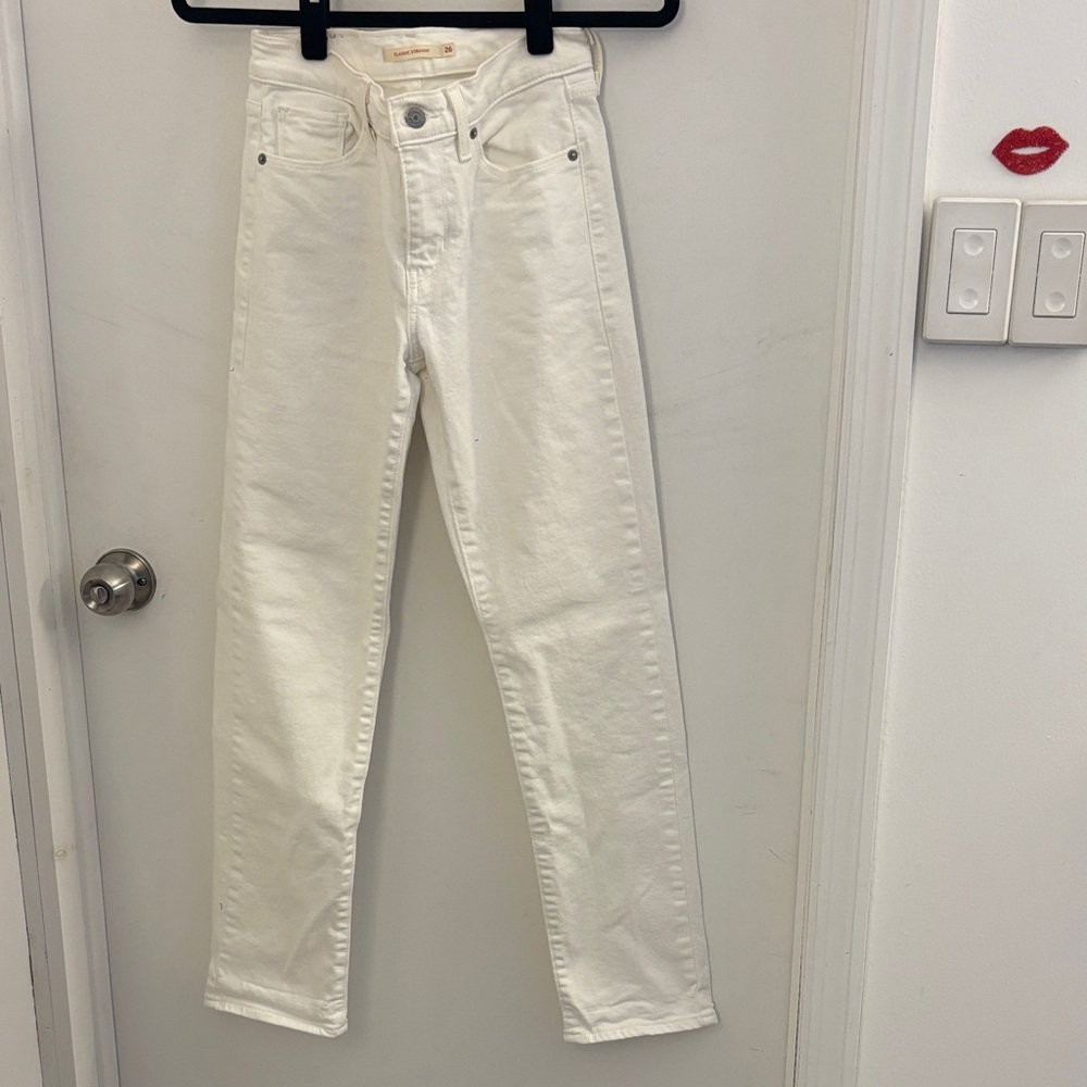 White Levi Classic Straight Jeans